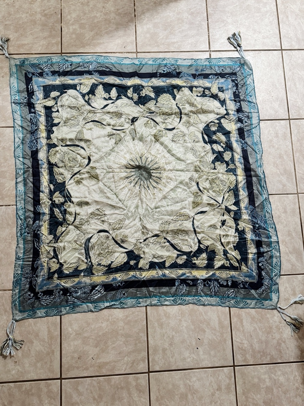 Johnny Was Large Silk Paisley Flower Print Scarf